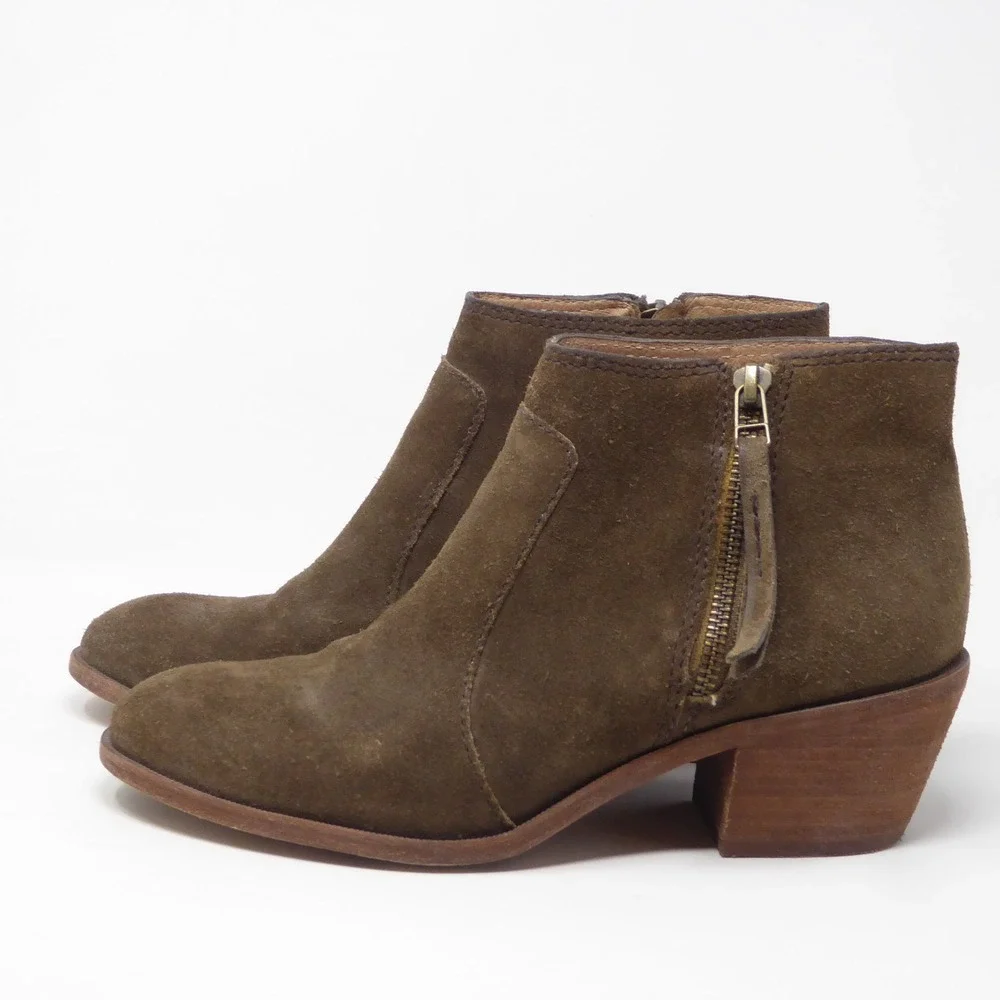 Madewell Janice Womens Ankle Boots Brown Suede Side Zip Block Heel 8